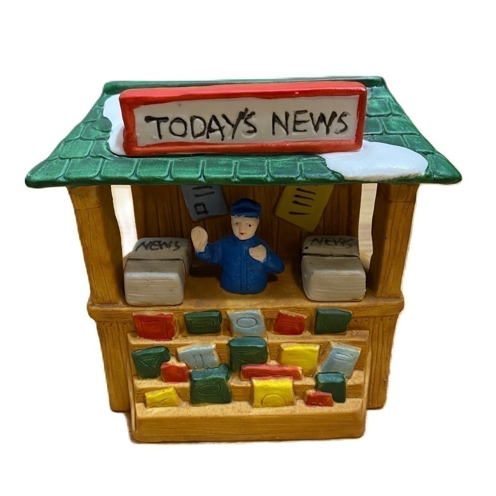 Vintage Ceramic News Stand Today’s News Christmas Village Piece Dickensville